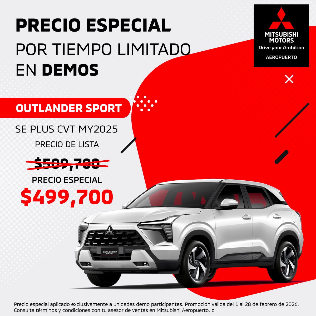 Outlander Sport SE Plus 2025: SUV Compacta en Demo
