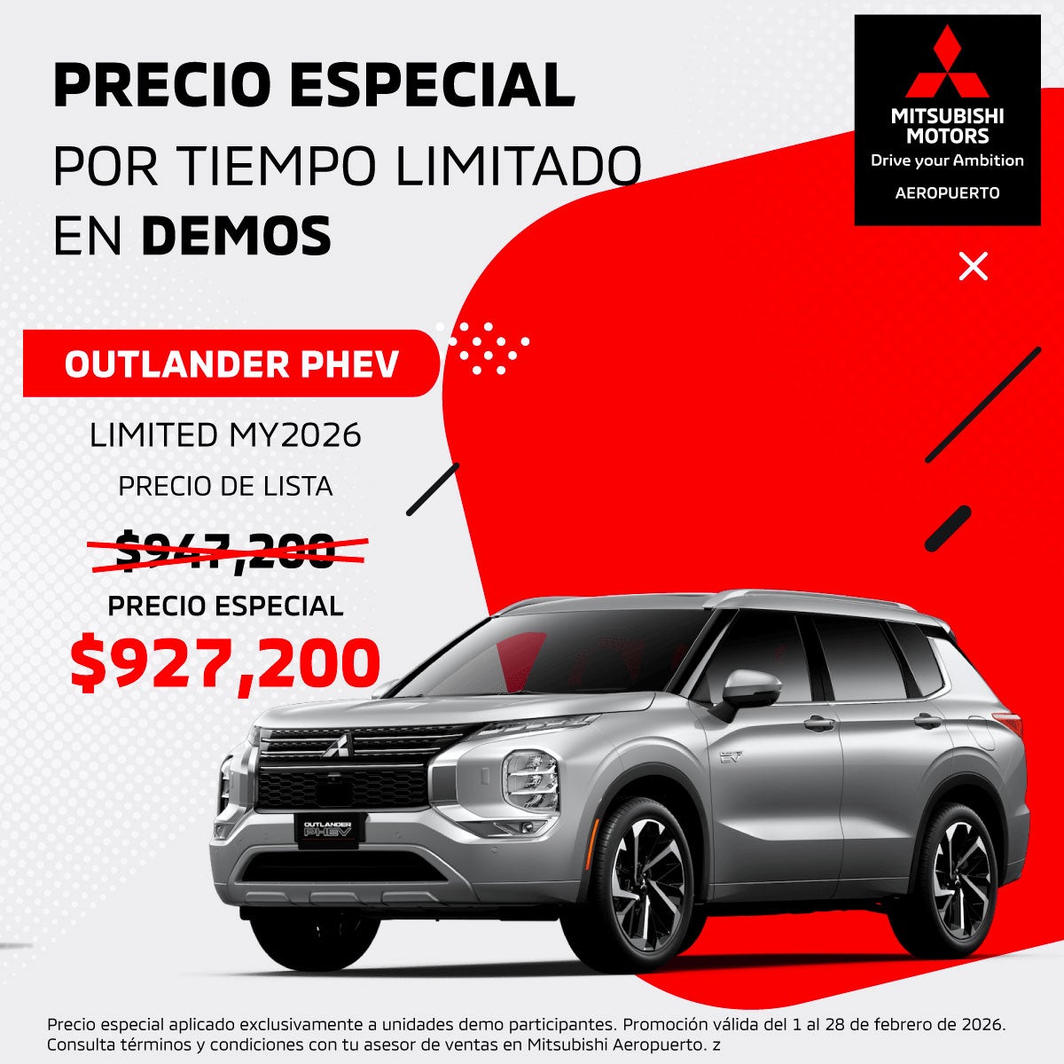 Outlander PHEV Limited 2026: Lujo Híbrido en Demo